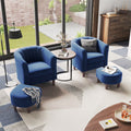 LINSY HOME Accent Chair Set of 2, Velvet Accent Chair with Ottoman for Living Room, Blue