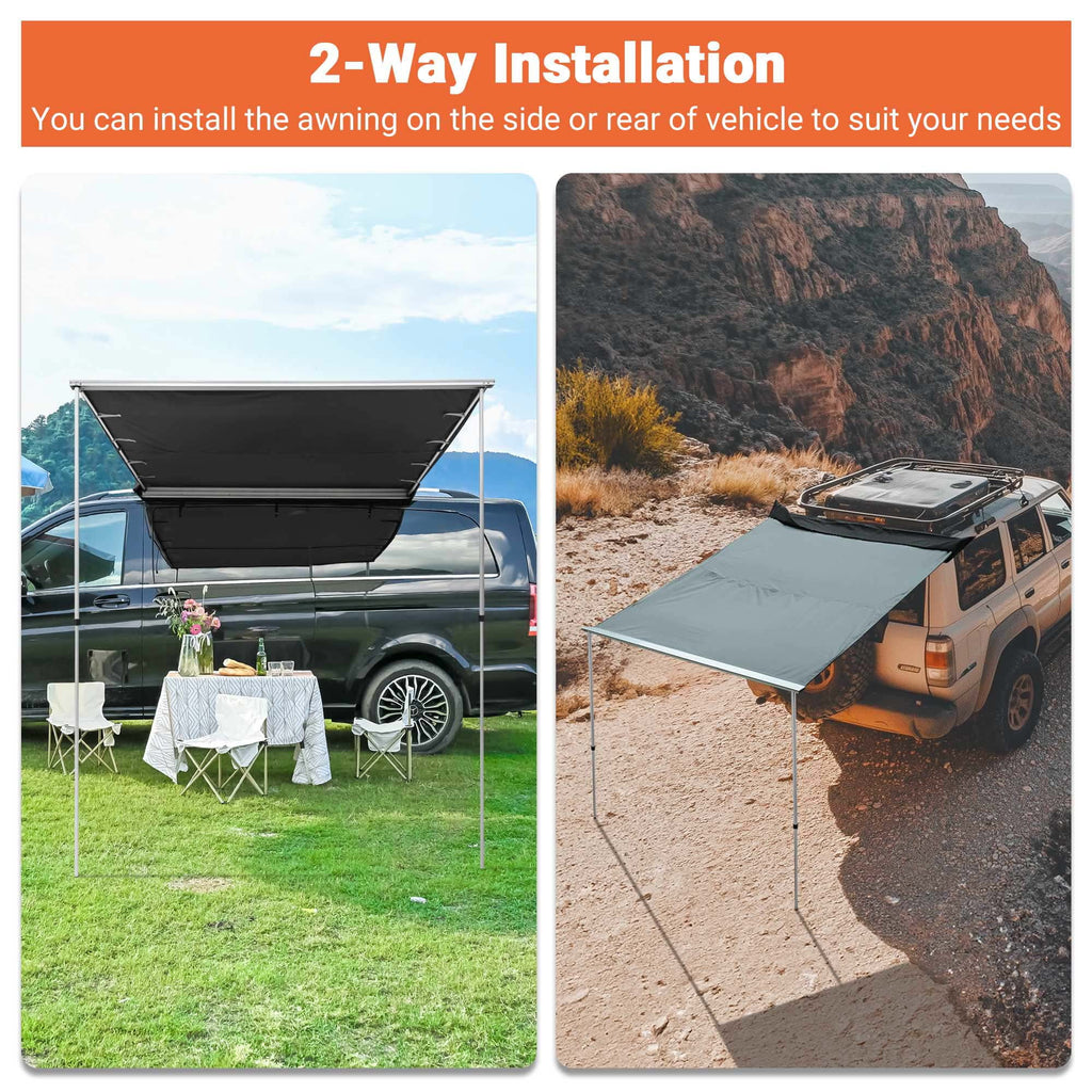 Yescom Vehicle Awning with Blackout Coating 6.6x8.4' Car Roof Rack Overlanding Shade for SUV Camping Travel