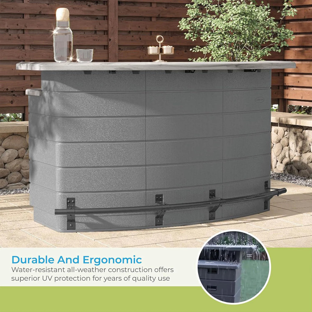 Suncast Backyard Oasis Entertainment Outdoor Bar with Pull-Out Drawers and Shelves, Marble