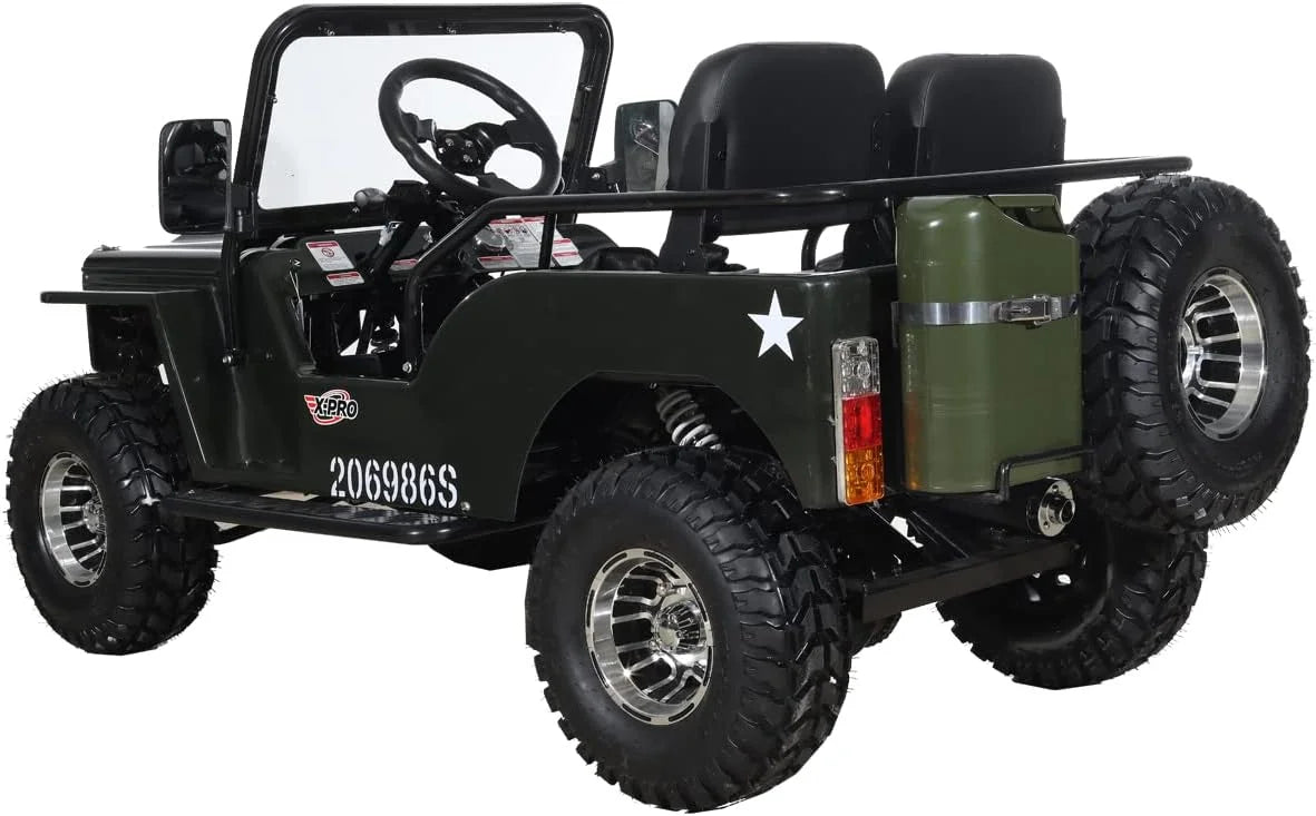 X-Pro 125cc Jeep Go Kart, 3-Speed Semi-Automatic Transmission w/Reverse, Big 18" Aluminum Rim Wheels