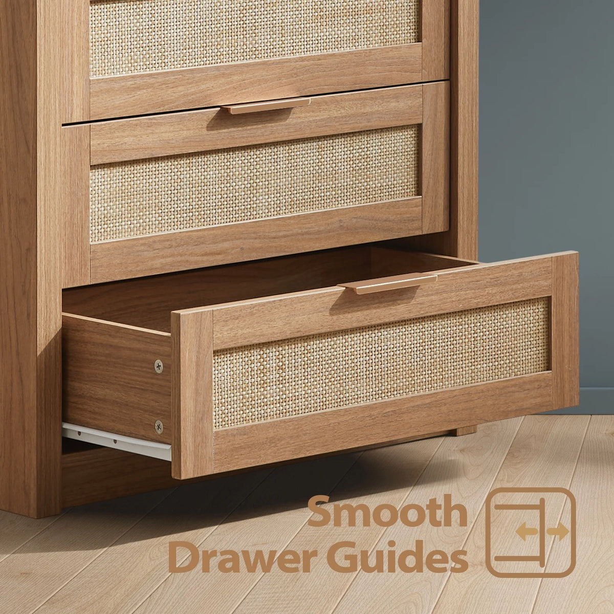 ARKANTOS Wooden 6 Drawer Double Dressers, Wide Chests of Drawers for Bedroom, Natural Oak