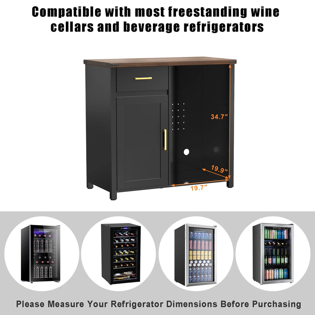 Coffee Bar with Mini Fridge Space, Mini Fridge Cabinet Stand for Dorm, Kitchen or Office