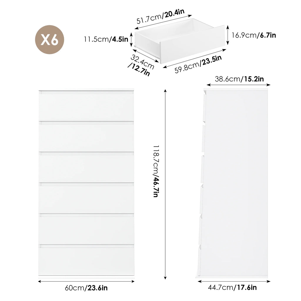 Homfa 5 Drawer White Dresser, Modern Storage Cabinet for Bedroom,Tall Chest of Drawers for Living Room