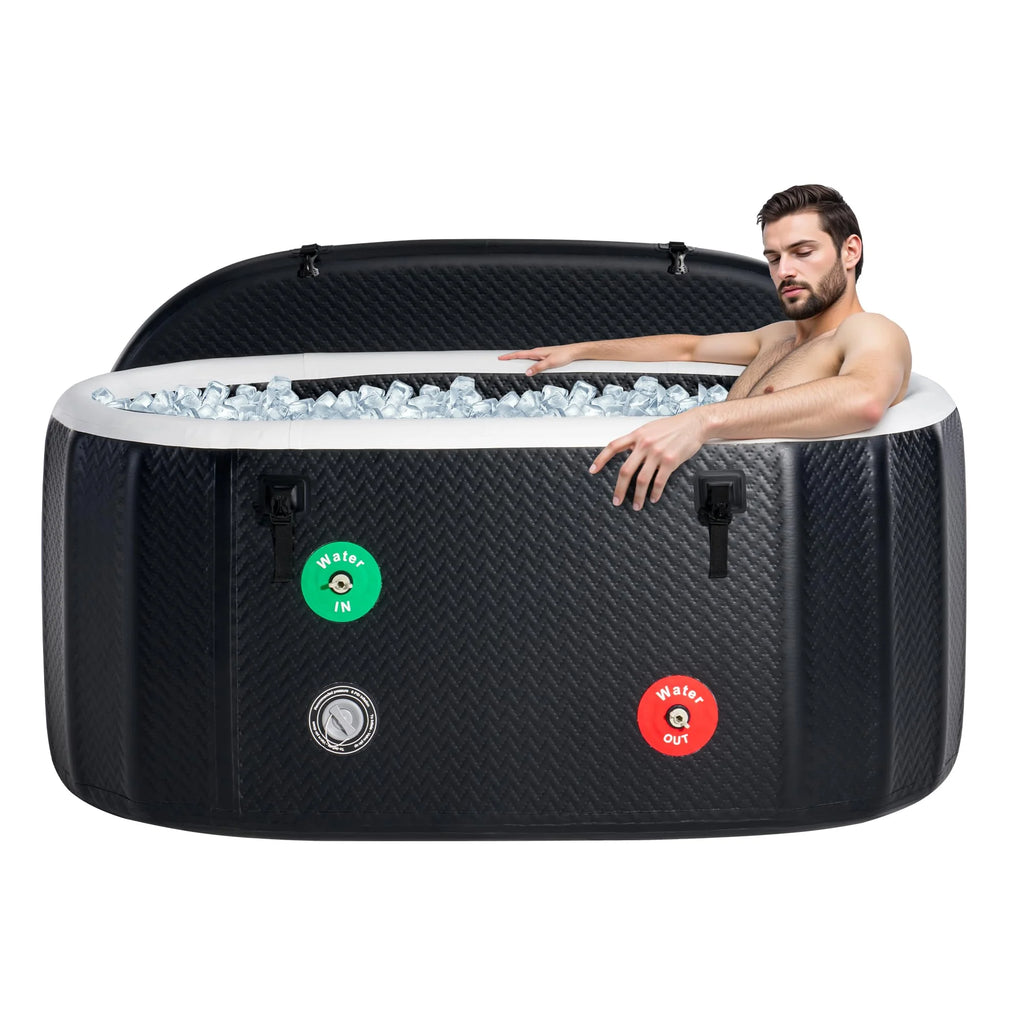 Jocisland Inflatable Cold Plunge Tub for Athletes, Ice Bath Tub with Insulated Lid Non-Slip Mat, Water Chiller Compatible, Portable for Outdoor & Indoor Recovery, 150 Gal, 59"L x 32"W x 28"H
