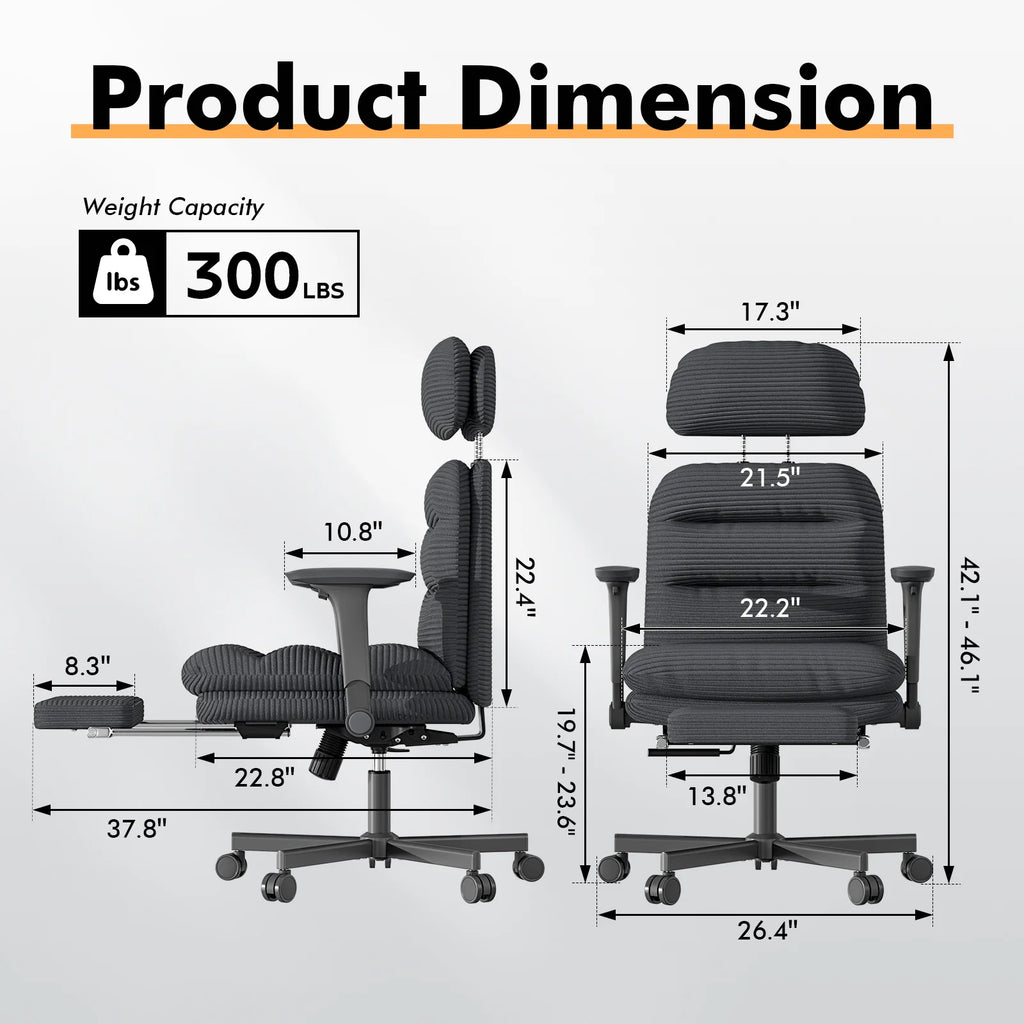 Solfway Criss Cross Chair with Wheels & Flip-up Arms, Executive Office Chair with Foot Rest, Swivel Cross Legged Office Chair, White Corduroy Fabric Comfy Computer Desk Chair, Vanity Chair for Home