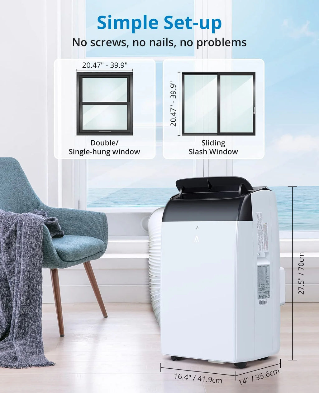EastVita 10000 BTU Air Conditioner Portable for Room, 3-in-1 AC Unit, Dehumidifier and Fan, Air Conditioners with Remote Control & Window Kit, Sleep Mode, LED Display, Cooling Room up to 450 Sq.ft
