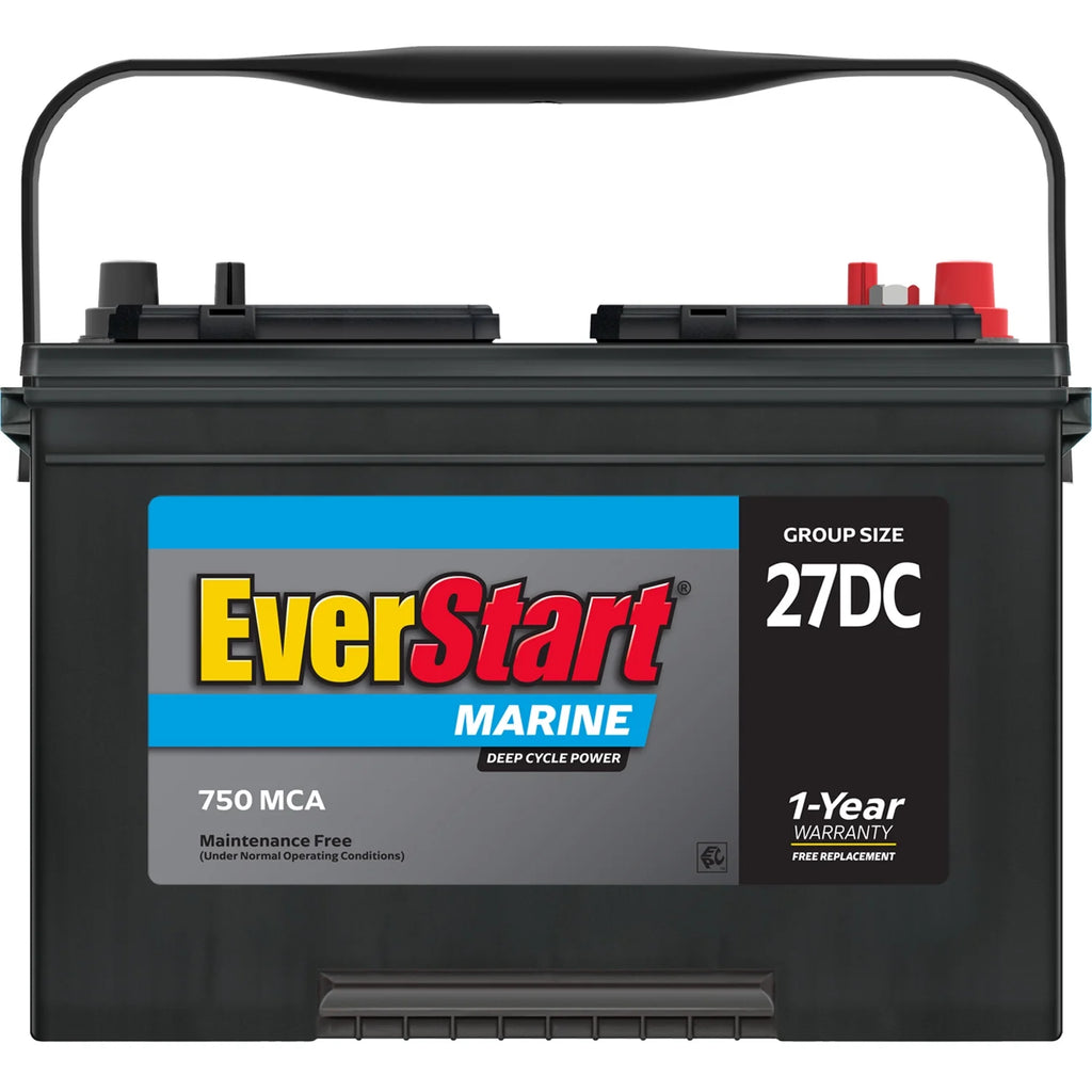 EverStart Lead Acid Marine & RV Deep Cycle Battery, Group Size 27DC 12 Volt, 750 MCA*