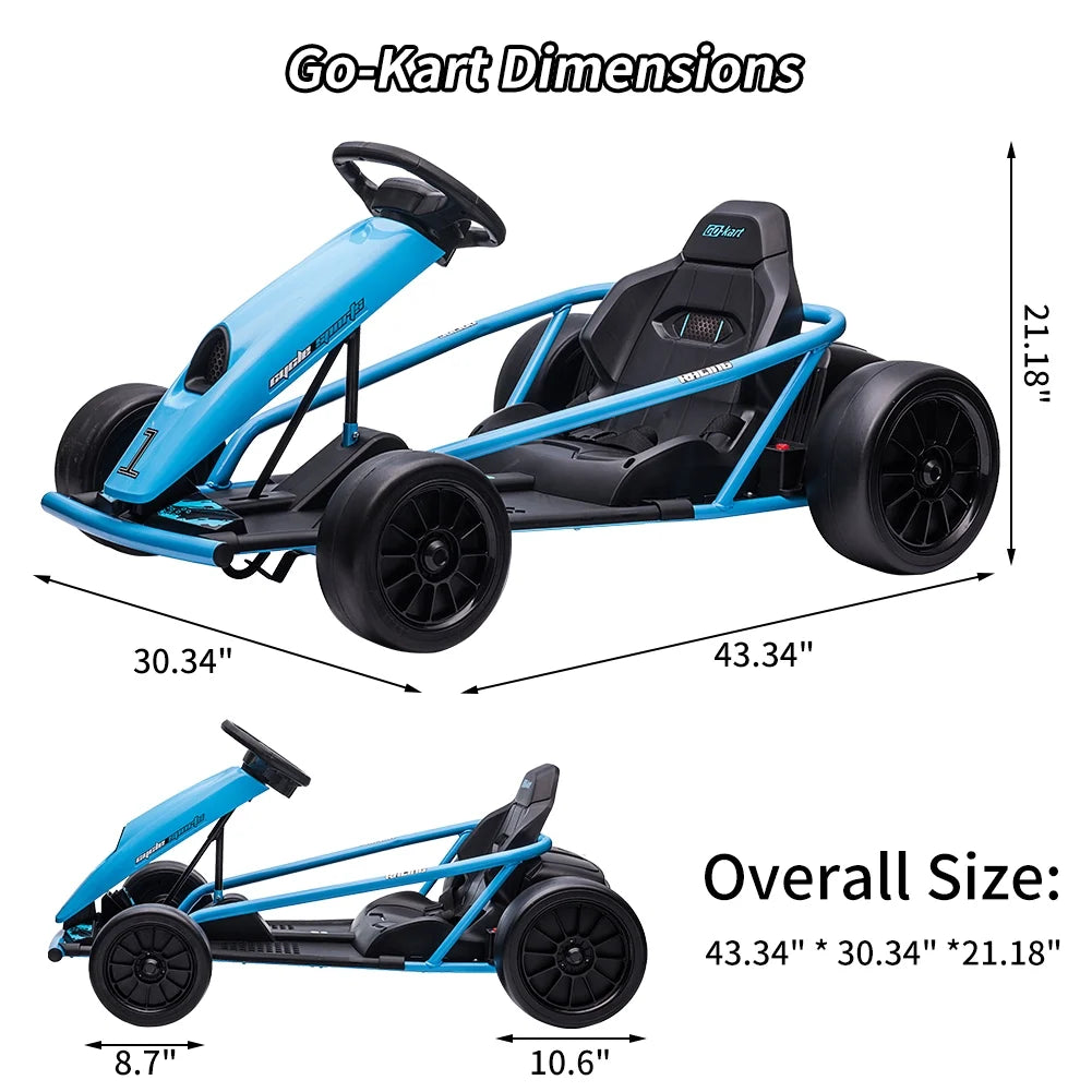 Kojooin Go Kart for Kids,24V Battery 300WX2 Motors Pedal On Foot Go Cart,8MPH High Speed Drifting Car with Slow Start Function,Rose red