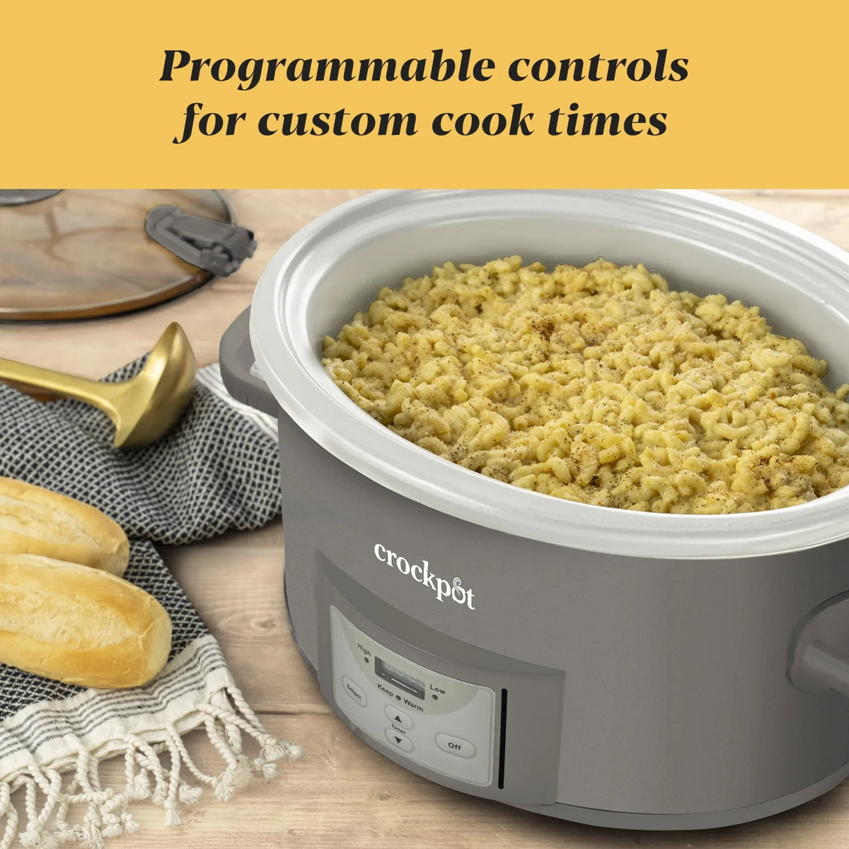 Crockpot 7-Quart Cook and Carry Programmable Slow Cooker, Grey