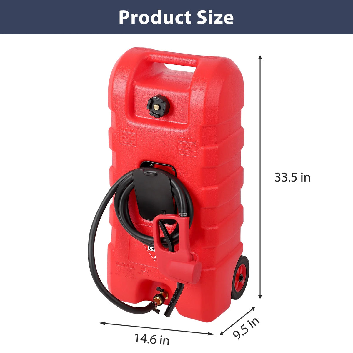 15 Gallon Fuel Caddy, Portable Gas Fuel Tank Container with LE Fluid Transfer Siphon Pump and 10ft. Delivery Hose, Diesel Storage Can On-Wheels for Cars, Lawn Mowers, ATVs, Boats, Gray