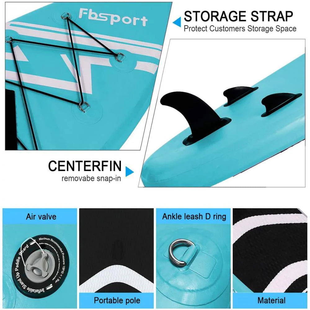 FBSPORT Paddle Board 11'x33"x6" Extra Wide Inflatable Stand Up Paddle Board with SUP Accessories Including Paddle,Backpack,Waterproof Bag,Leash,and Hand Pump