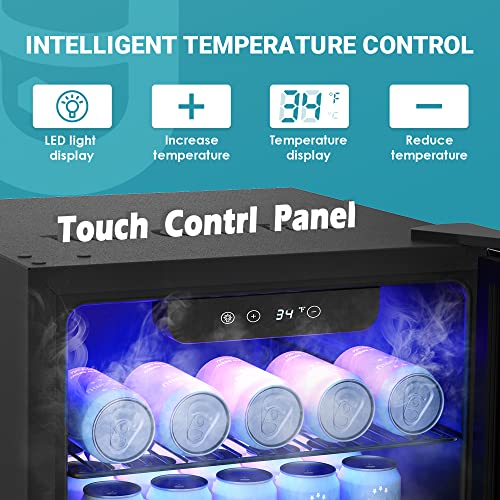 EUHOMY Beverage Refrigerator, 126 Can Mini fridge with Glass Door