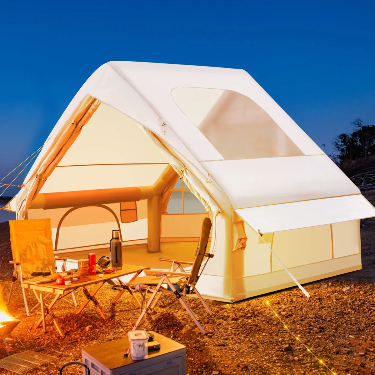 Gaonala 4-6 Person Inflatable Camping Tent with Pump Quick Setup 4-Season Family Tent Waterproof Windproof 420D Oxford Fabric