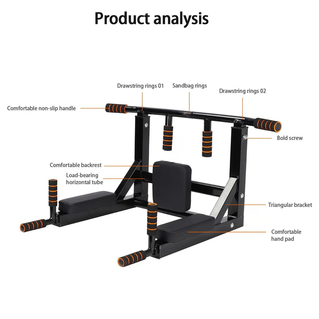 Dual-Use Wall-Mounted Pull-up Bar for Home Gym Strength Training Equipment Chin Up Steel Bar