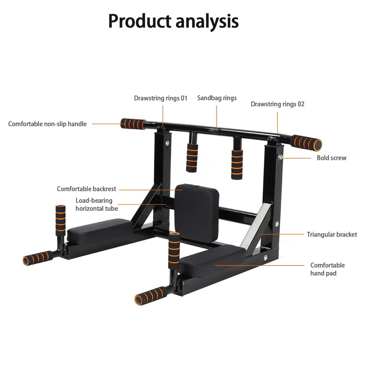 Dual-Use Wall-Mounted Pull-up Bar for Home Gym Strength Training Equipment Chin Up Steel Bar