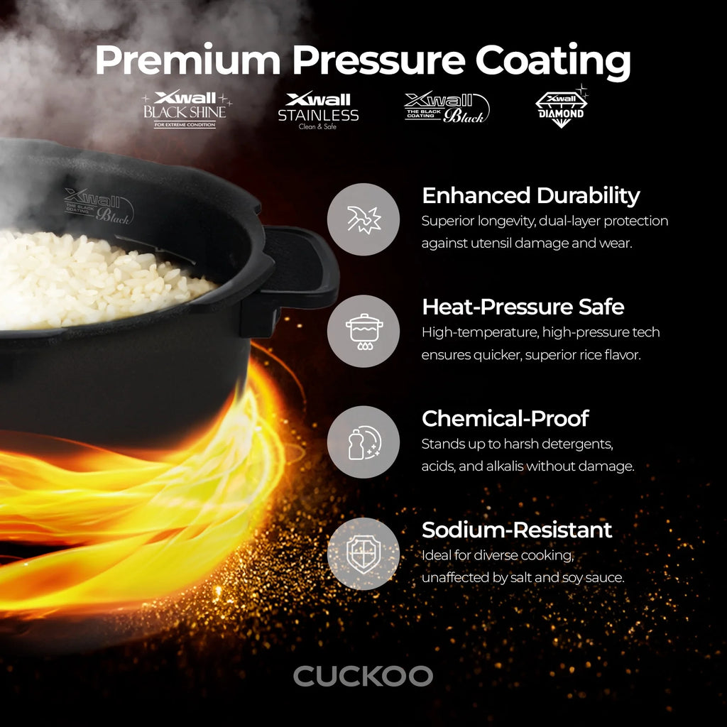 CUCKOO CRP-P0609S 6-Cup (Uncooked) / 12-Cup (Cooked) High Pressure Rice Cooker & Warmer with Nonstick Inner Pot, 12 Menu Options, Fuzzy Logic Tech, 3 Voice Guide, Auto Clean (Black/Copper)