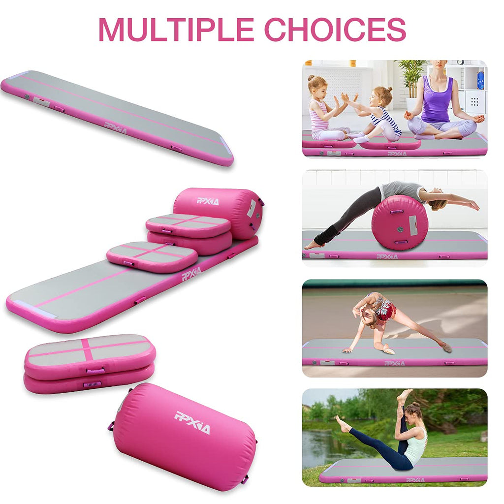 Gymnastics Mat Set 10FT Inflatable Tumbling Mat, 39*24 inch Air Roller Gymnastics Barrel and 3 Air Block with 800W Air Pump for Training Cheerleading Home Use Yoga and Water Use