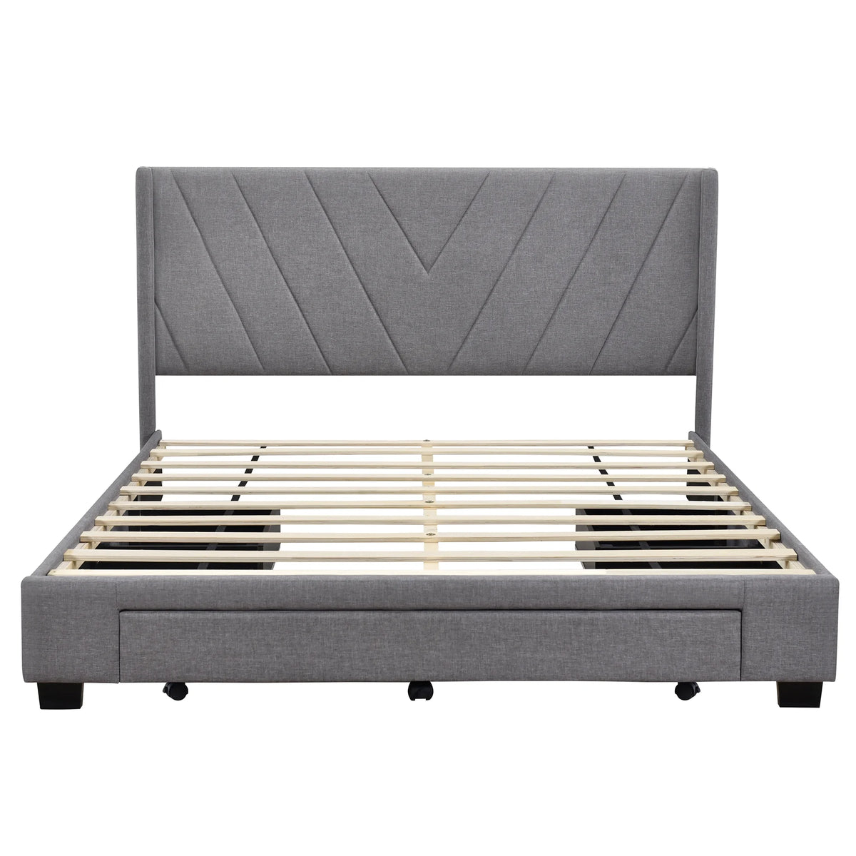 Sesslife Queen Bed Frame with Storage, New Upgraded Linen Upholstered Platform Bed with 3 Drawers, Queen Size Storage Bed with Headboard and Wooden Slats, No Box Spring Needed, Holds 500lbs, Beige