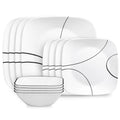 Corelle Simple Lines 12-Piece Square Glass Dinnerware Set (Service for 4)