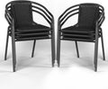 ELPOSUN Outdoor Dining Chairs Set of 6, Wicker Patio Chairs with Metal Frame, Rattan Indoor-Outdoor Chairs for Bistro, Deck, Backyard, Porch, Restaurant Stack Chair 6 Pack (Black)