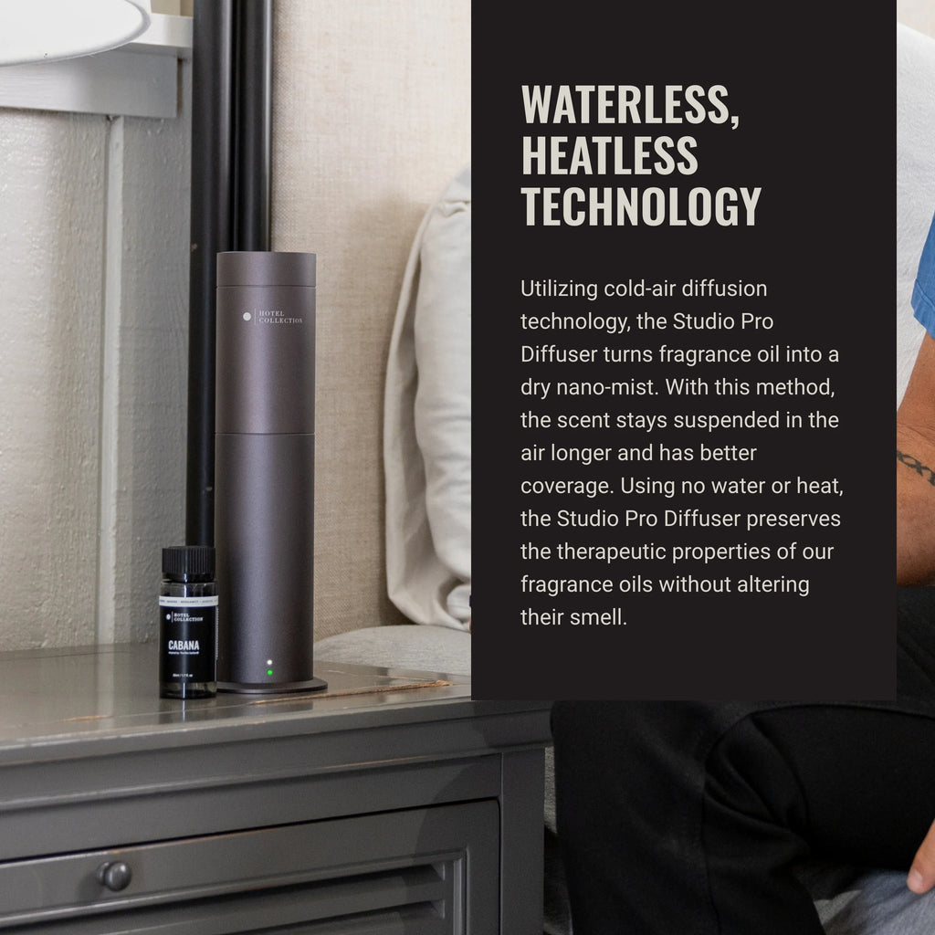 Hotel Collection | Studio Pro Essential Oil Diffuser | 600 sq ft Coverage | Cordless & Portable with Remote | Cold-Air Diffusion Technology Scent Diffuser | Home, Office & Business - Space Gray