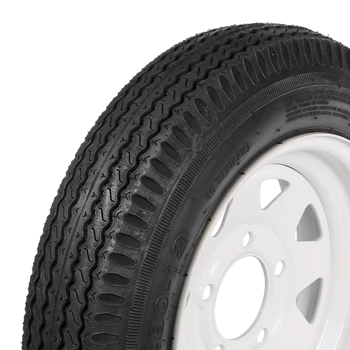 1AutoDepot 4.80-12 4.80x12 480-12 4.8-12 Trailer Tires with Rims, 5 Lug 6PR Load Range C, Set of 2