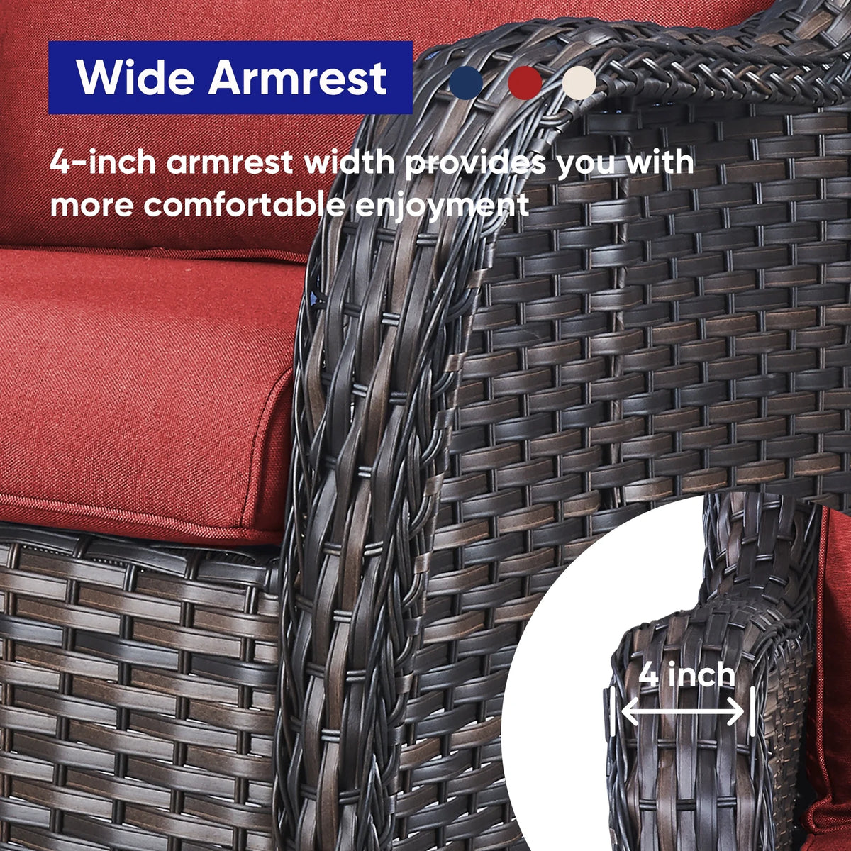POCASSY 3 Piece Patio Set Outdoor Wicker Glider Rocking and Swivel Chairs with Cushions