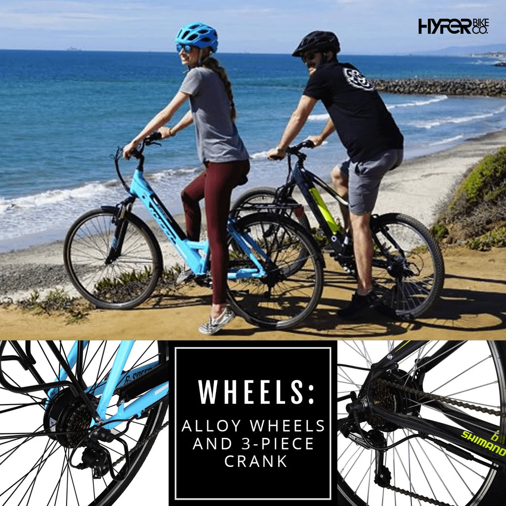 Hyper Bicycles 26" 36V Electric Mountain Bike for Adults, Pedal-Assist, 250W E-Bike Motor, Black