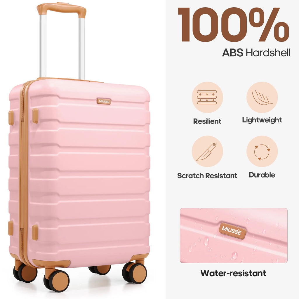 MIUSSE Carry on Luggage Set 3 Piece Hard Shell Luggage Sets with Spinner Wheels TSA Lock Carry on with Backpack Set