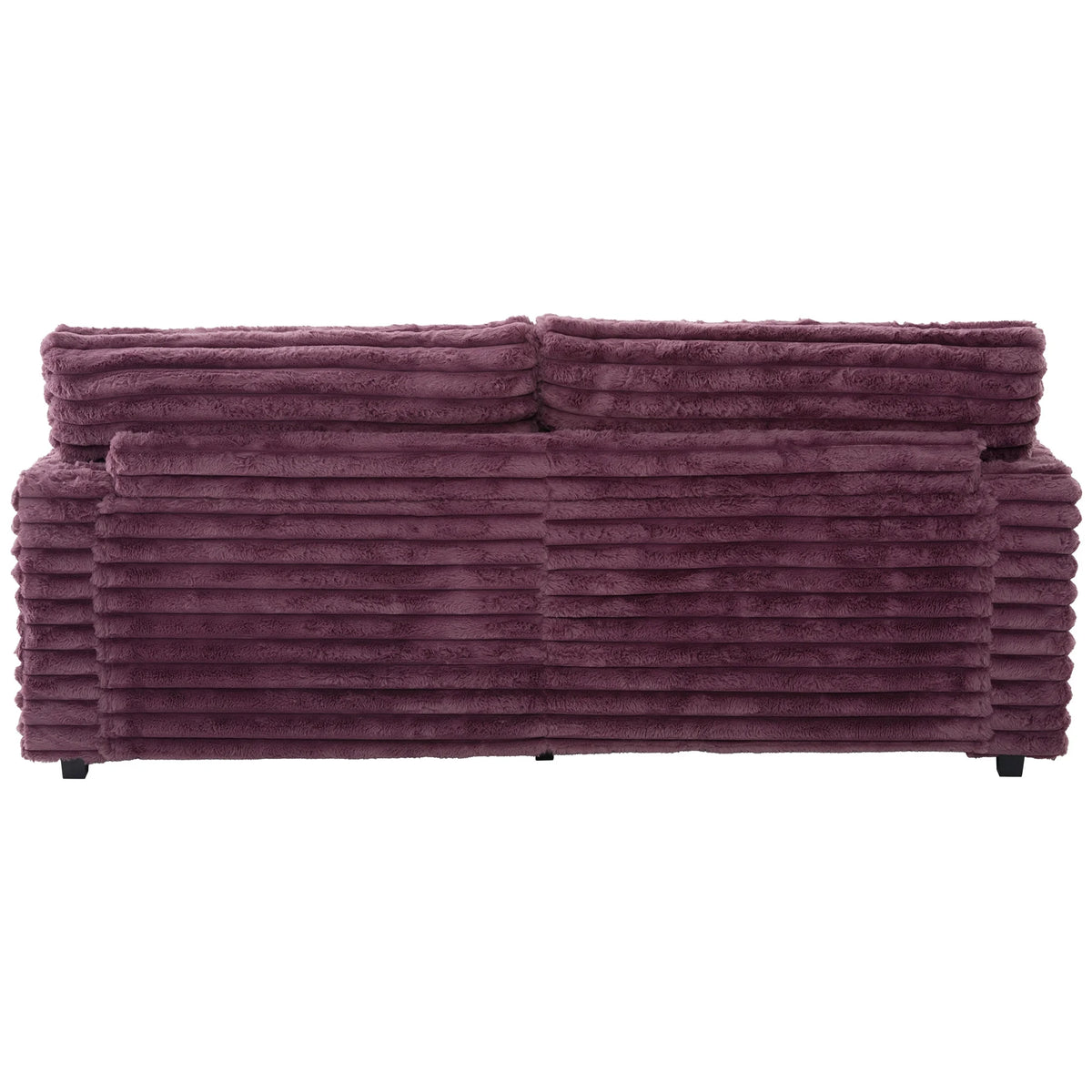 Oversized Double Chaise Lounge, Faux Fur Upholstered Deep Seat Sofa with 2 Pillows, 2 Cupholders, and Dual USB Ports