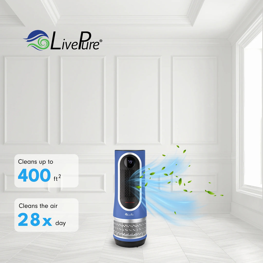 LivePure 3 in 1 Clean Heat Air Purifier/Fan & Heater. Denim Blue