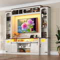 Farmhouse Wall Unit TV Stand with Storage for TVs up to 75", Large Entertainment Center with Bookshelves, LED Light & Power Outlet for Living Room