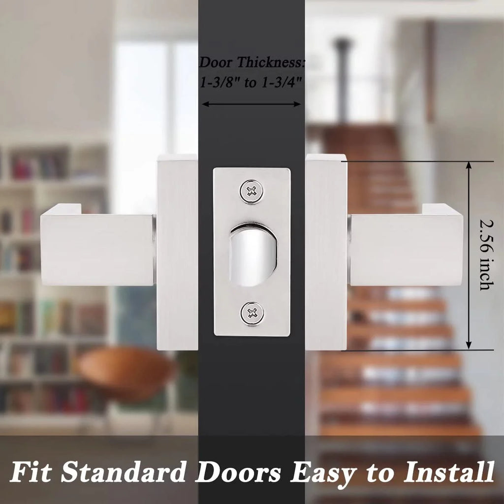 Probrico 10 Pack Square Door Lever Door Lock Handle Lockset Keyless Doorknobs Passage Knobs Lockset Interior Hallway Passage Closet in Satin Nickel C63