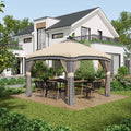Outsunny 10' x 10' Pop Up Canopy with Nettings, Foldable Party Tent with Wheeled Carry Bag and 4 Sand Bags, Beige