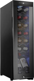 Ivation 14-Bottle Wine Cooler, Freestanding Beverage Cooler with Lock, Black