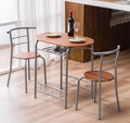Zimtown 3 Piece Dining Set Compact 2 Chairs and Table Set with Metal Frame and Shelf Storage Bistro Pub Breakfast Space Saving for Apartment and Kitchen