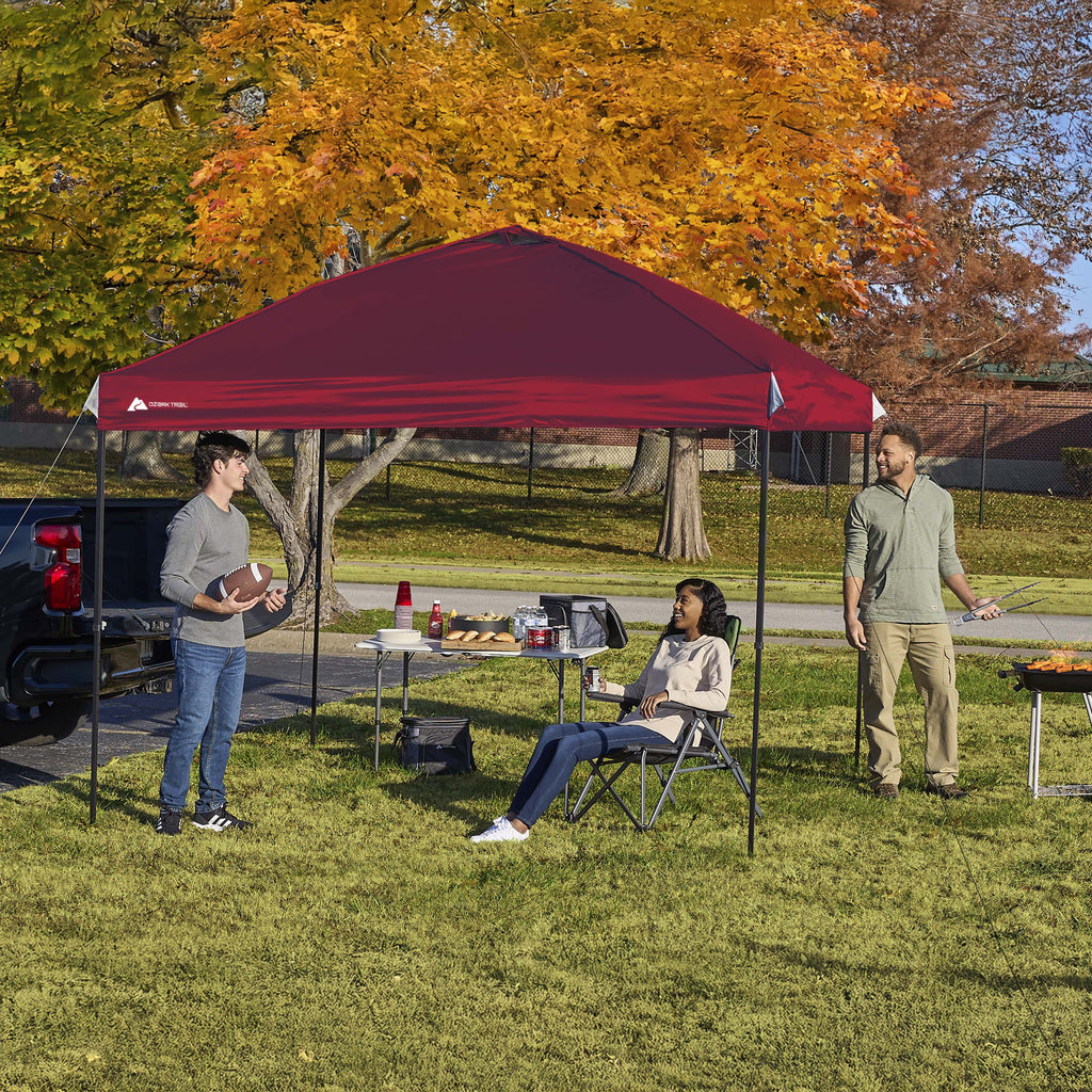 Ozark Trail 10x10 Instant Pop Up Canopy Tent with Simple Push Setup – Straight Leg Pop-Up Tent for Tailgating, Camping & Events, White