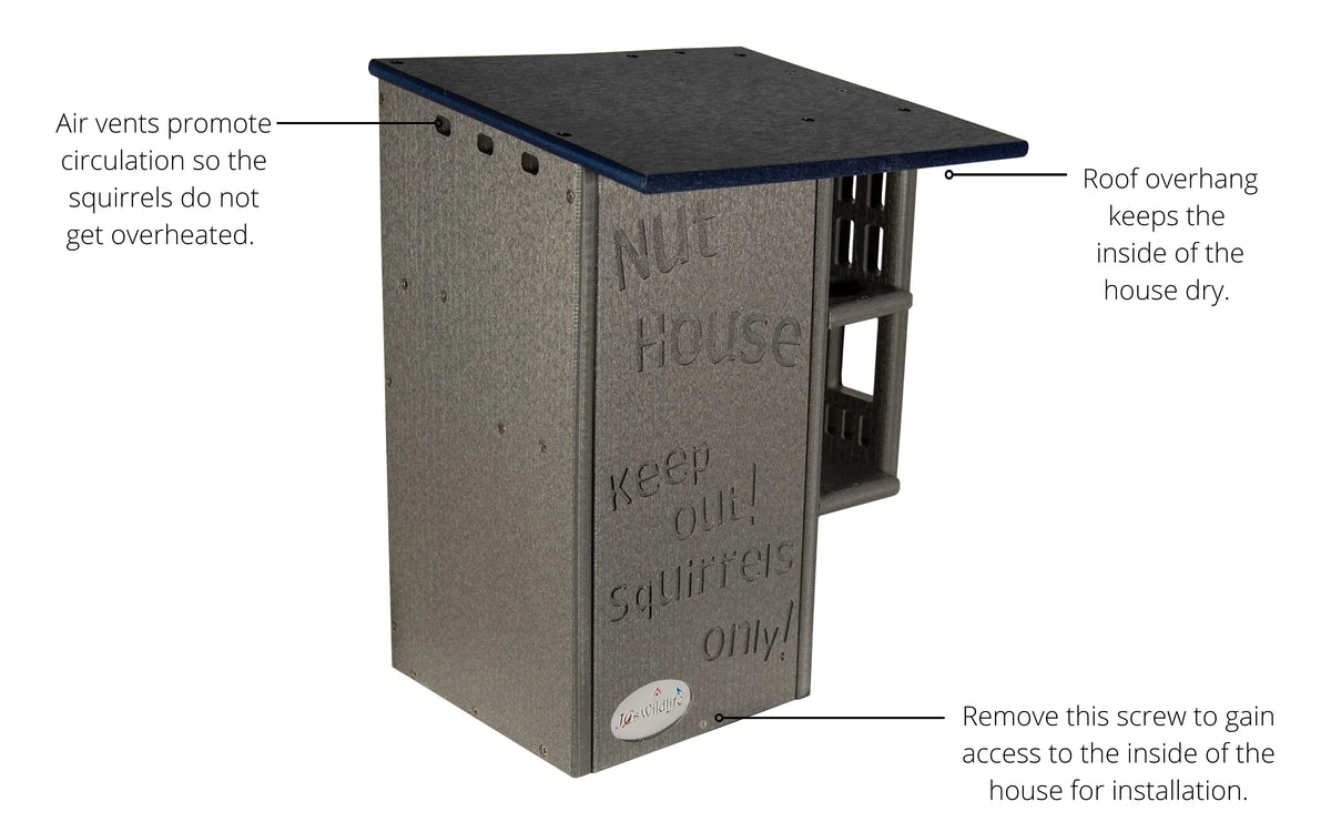 JCs Wildlife Ultimate Squirrel House Nesting Box (Blue/Gray) - A Perfect Home for Squirrels!