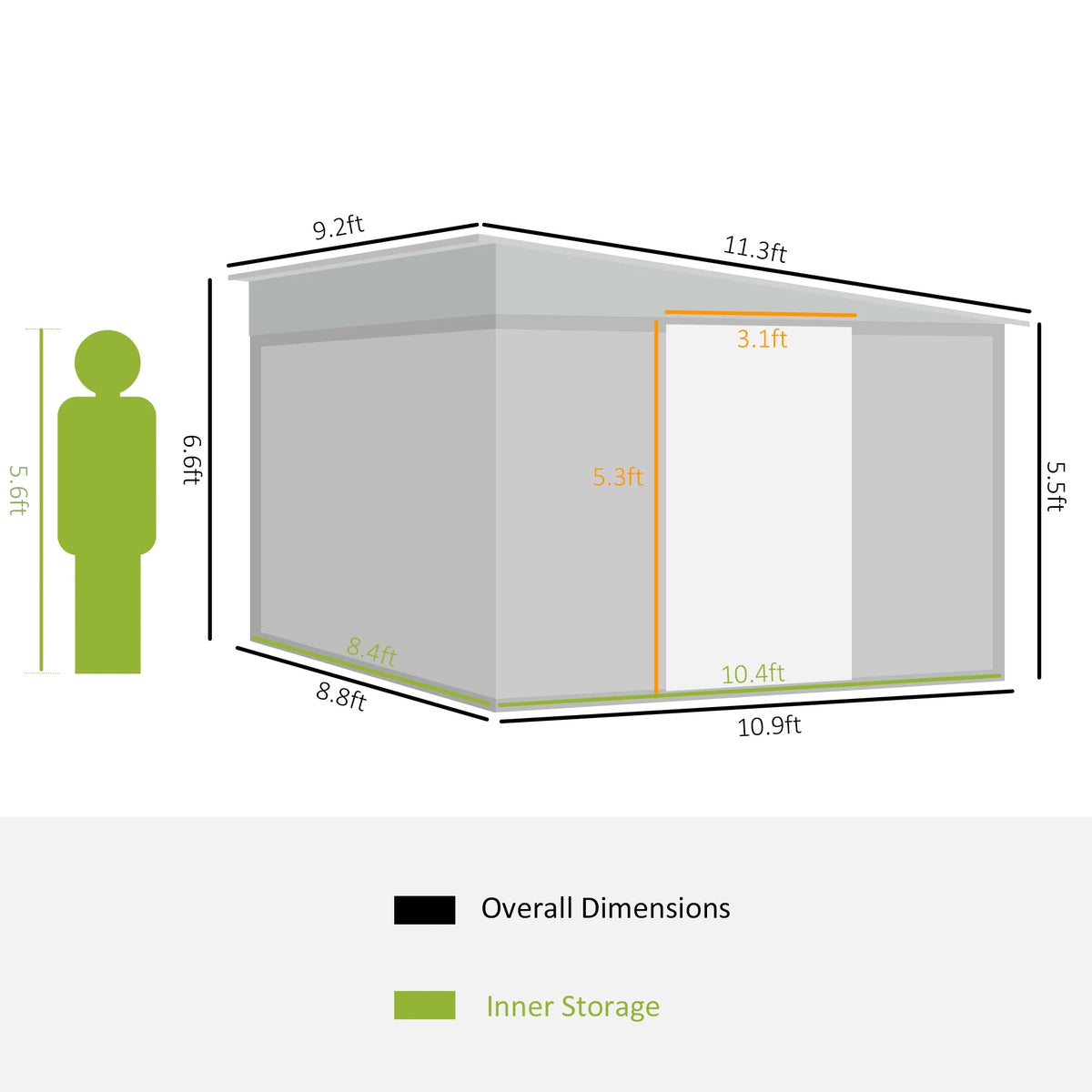 Outsunny 4.6' x 9' Metal Outdoor Storage Shed, Garden Utility Tool House with Double Lockable Doors for Backyard, Patio, Lawn, Garage, White