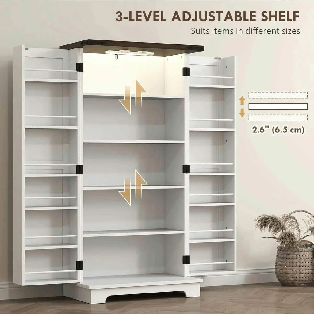 Spaco 17-Tier Kitchen Small Pantry Cabinet with 2 Doors and 6 Adjustable Shelves, Cabinet Pantry, Freestanding 5-Tier Shelving Pantries for Kitchen Storage, Gray