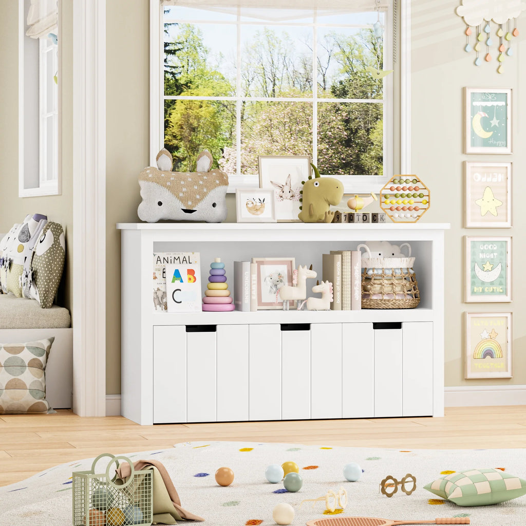 Homfa Kids Toy Storage, Cubes Storage Bins with 3 Drawers, White Toy Box with Shelves and Wheels