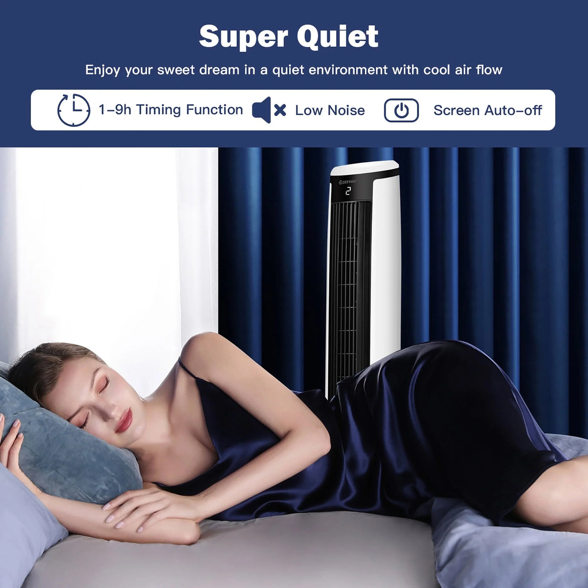 Costway 3-In-1 Evaporative Air Cooler 41'' Portable Tower Fan Humidifier