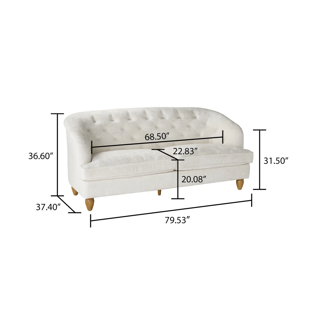 The Pioneer Woman Laurel Tufted Sofa, Cream Velvet, 79.53 in