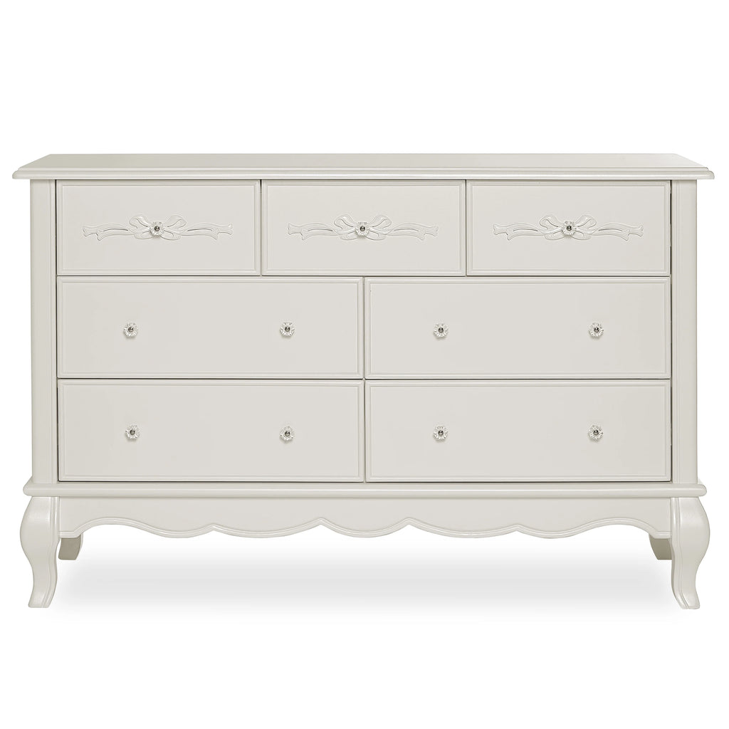 Evolur Aurora 7-Drawer Double Dresser in Ivory Lace, Spacious Drawers
