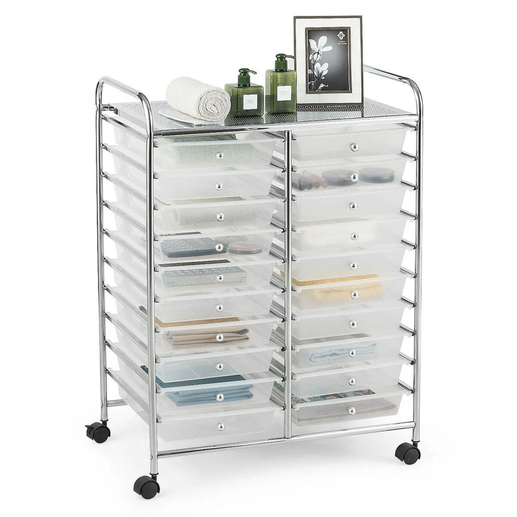 Gymax Office Rolling Cart 20 Storage Drawers Scrapbook Paper Studio Organizer Mutlicolor