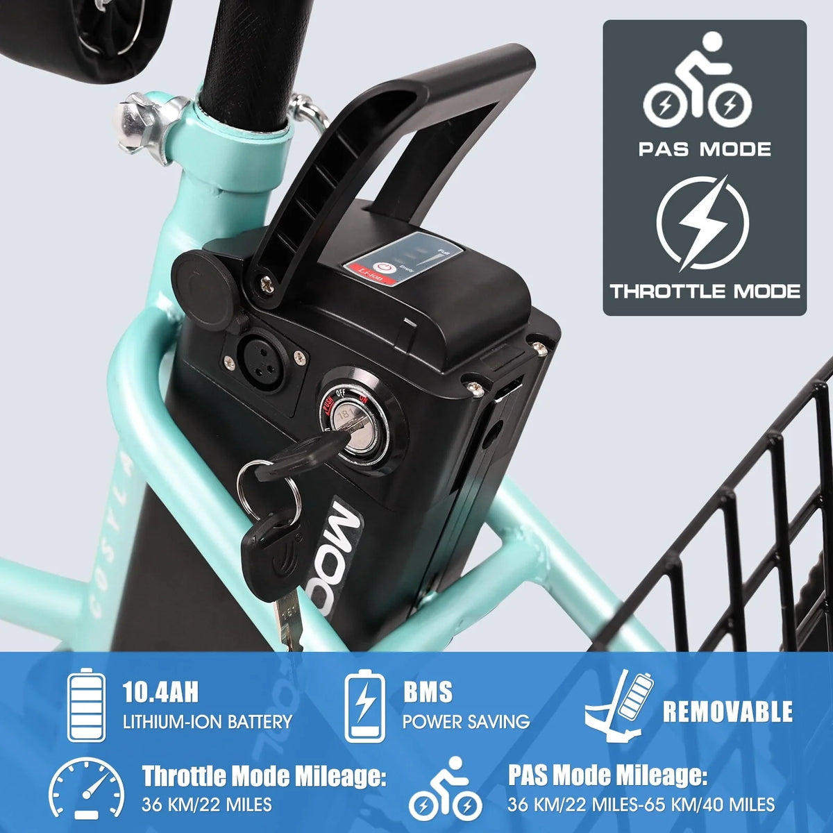 Docred 24" Electric Tricycle for Adults & Seniors,7 Speed 3 Wheel E-Bike with Large Basket/Low-Step Through Frame ,350W Motor 36V/10.4AH lithium bettery, 15.5MPH