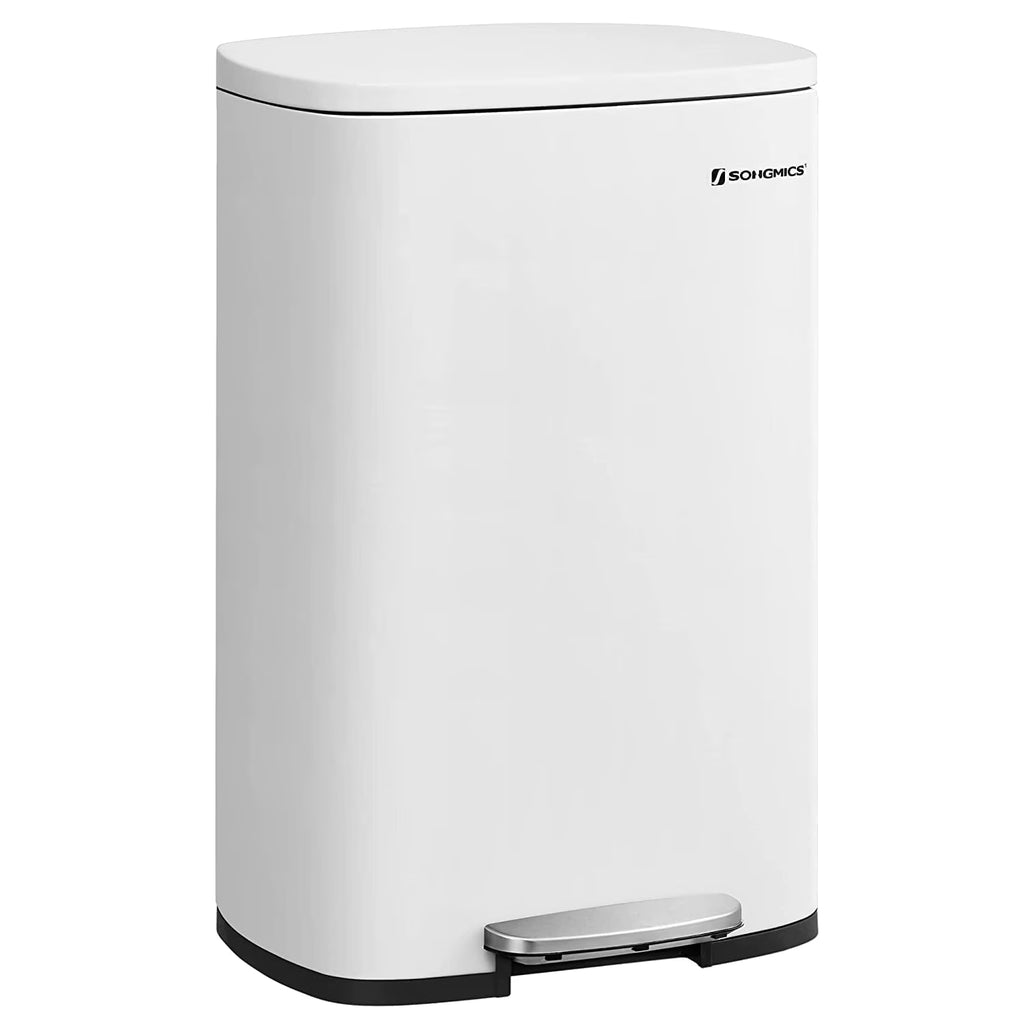 13 Gallon Stainless Steel Kitchen Trash Can, Garbage Can, Soft Close, White