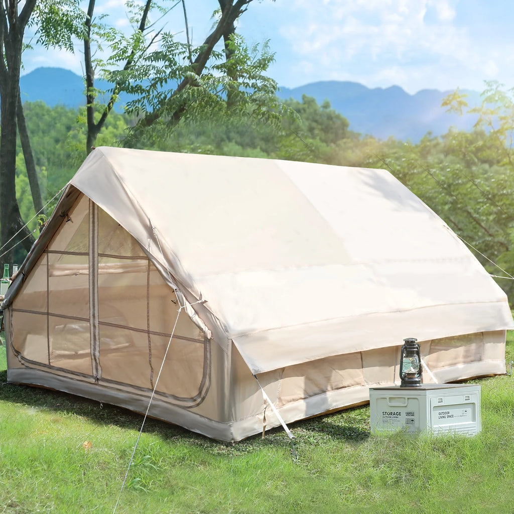 Gaonala 4-6 Person Inflatable Camping Tent with Pump Quick Setup 4-Season Family Tent Waterproof Windproof 420D Oxford Fabric
