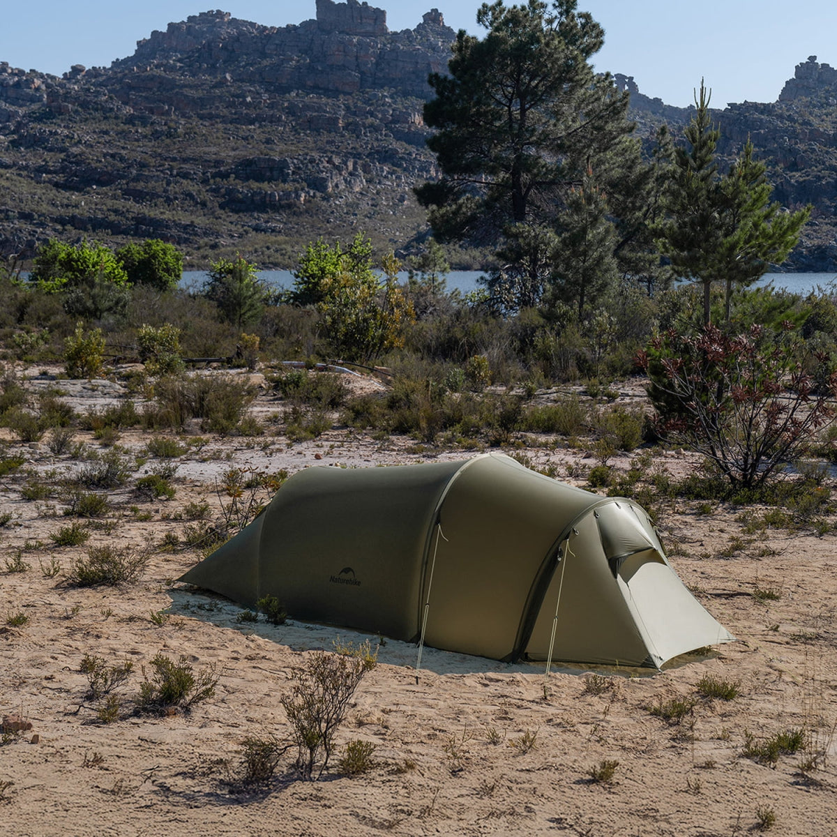 Naturehike, Ultralight Hiking Tent, Tear-resistant Tunnel Tent, Waterproof Camping Tent, Windproof Tent with Hall, 15D Lightweight Silicone-coated Nylon Fabrics,Large size for 2/3 Person.