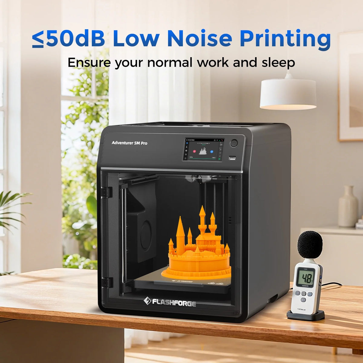 Flashforge Adventurer 5M 3D Printer, Fully Auto Leveling & 600mm/s High Speed Printing, Black